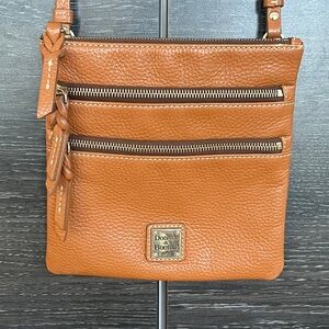 Dooney & Bourke North South Flat Crossbody Bag Cognac Leather